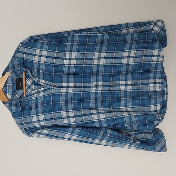 Rails Lennox Navy Yale White Plaid Brushed Cotton Shirt Size Medium - Picture 2 of 8